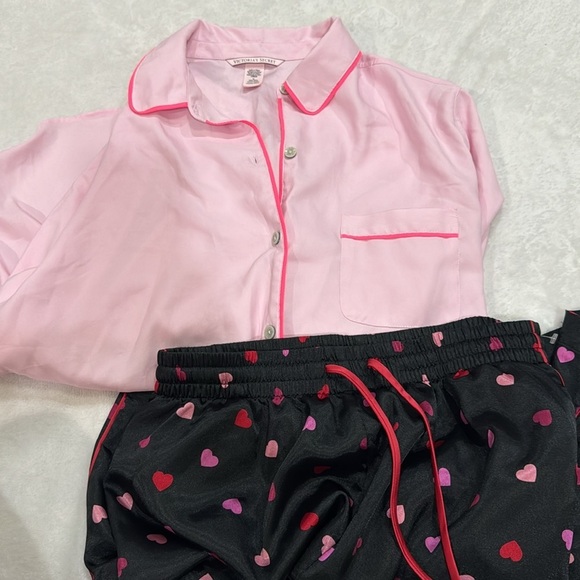 Satin Pink Hearts Victorias Secret Pijama Set - Picture 11 of 13